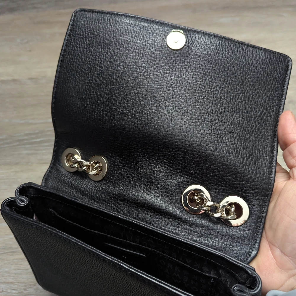 KATE SPADE Black Leather New York Briar Lane Emelyn Chain Crossbody Shoulder Bag